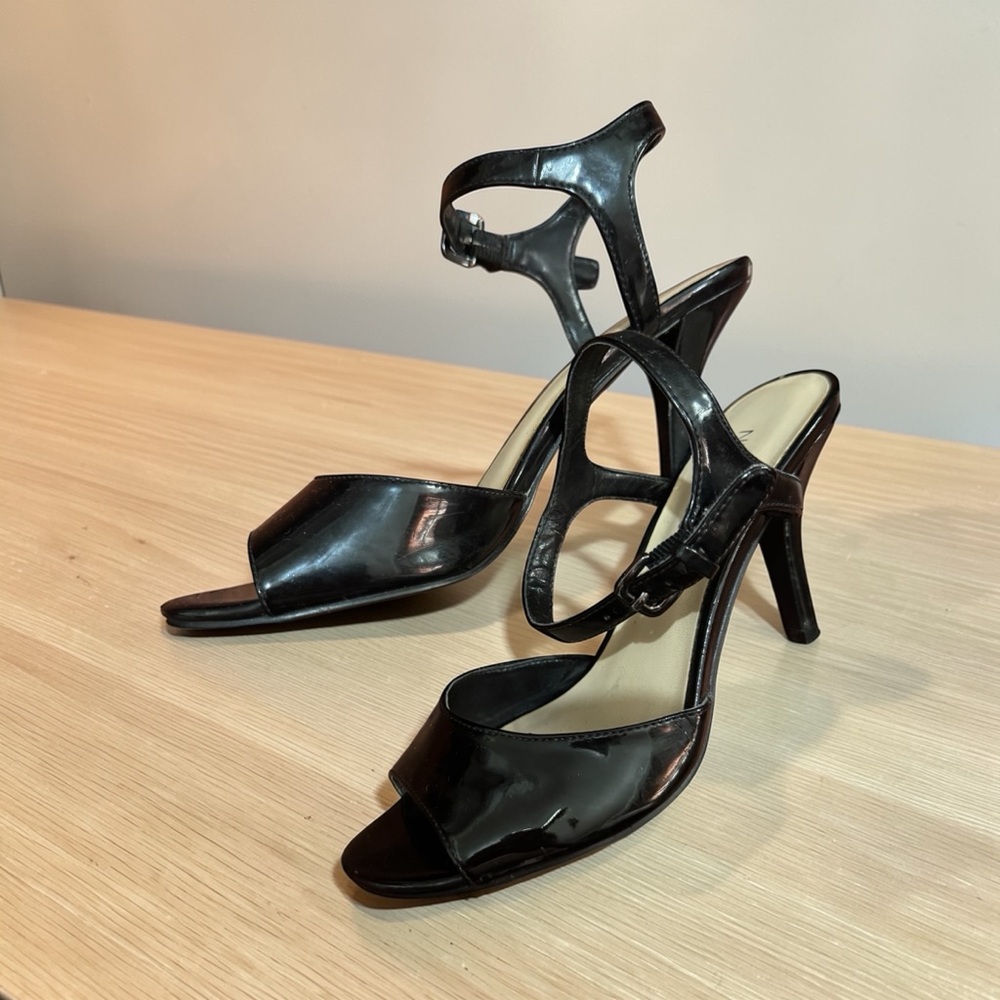 Nine West Black Patent Ankle-Strap Heels - Picture 2 of 7